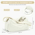 thumbnail image 5 of Duffle Bag for Sports with Shoe Compartment, Gym Bag for Women Men Travel Bag, Waterproof Overnight Bag Lightweight Carry on Gym Tote Bag with Wet Pocket for Swim, Yoga, Dance, Beige, 5 of 9
