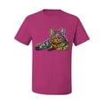 thumbnail image 3 of First We Still Your Heart Then Your Bed | Funny Neon Colorful Cat | Dean Russo Art Animal Lover Men's T-Shirt, Fuschia, 4X-Large, 3 of 6
