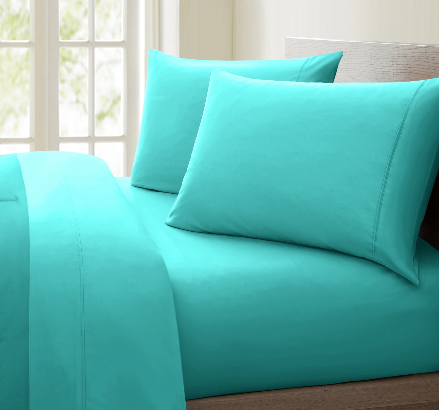 Water Bed Sheet Set 100% Egyptian Cotton 1000 TC All Size Aqua Blue Solid 