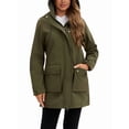 thumbnail image 3 of Women Waterproof Softshell Jackets Warm Fleece Lined Coats with Hood Long Rain Jacket Army Green L, 3 of 9