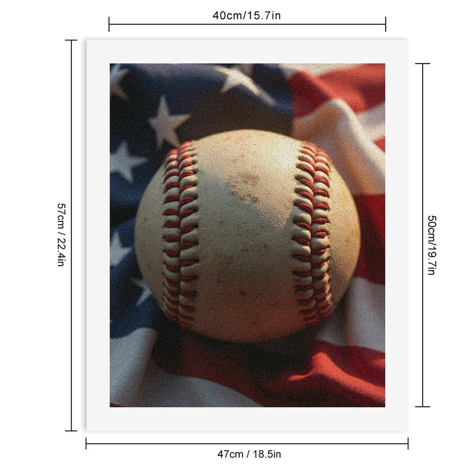 Paint by Numbers Kit for Adults, Baseball On Flag Fabric Paint by Numbers, Easy Paint by Numbers Kit for Adults Beginner, DIY Adult Paint by Number Kits on Canvas, 12x16in Home Decor