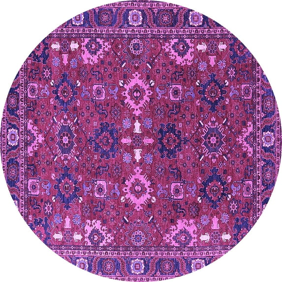 Ahgly Company Indoor Round Oriental Purple Industrial Area Rugs, 5' Round