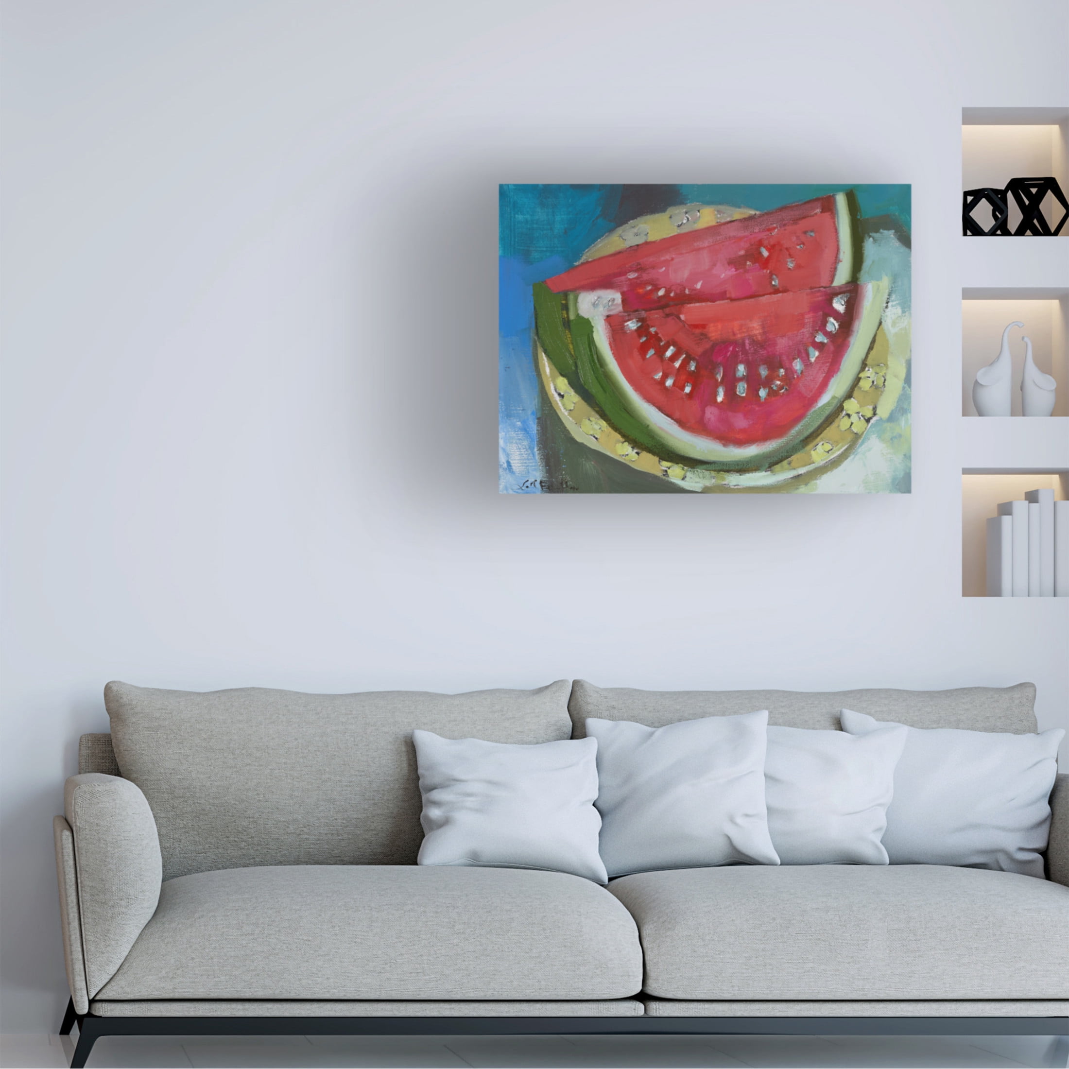 Canvas Wall Art - Erin McGee Ferrell 'Watermelon V' Wall Art for Living Room, Bedroom, or Office Décor by Trademark Fine Art - 19 x 14 Inches