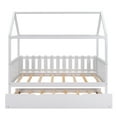 thumbnail image 4 of "Twin Size House Bed with trundle, Fence-shaped Guardrail, White(New)", 4 of 9