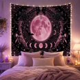 thumbnail image 2 of Pink Full Moon Within Black Lace, Roses and Bows, Dreamy Gothic for Dark Art Lovers, Lunar Wall Art, Halloween Gift, Tapestry Wall Hanging for Bedroom and Studio, 2 of 7