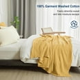 thumbnail image 3 of 100% Cotton Waffle Weave Blanket Queen Size for Bed, Lightweight Washed Cotton Blanket - 90"x90" Aesthetic Soft Woven and Breathable Blanket for Sofa Home Decor - Oatmeal, 3 of 7