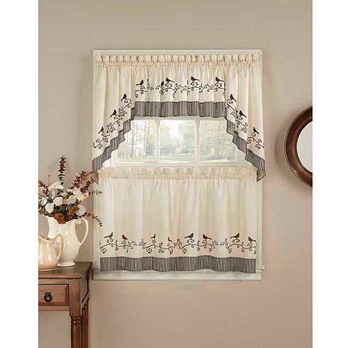 Chf You Birds Tailored Kitchen Curtains Set Of 2 Walmart Com Walmart Com