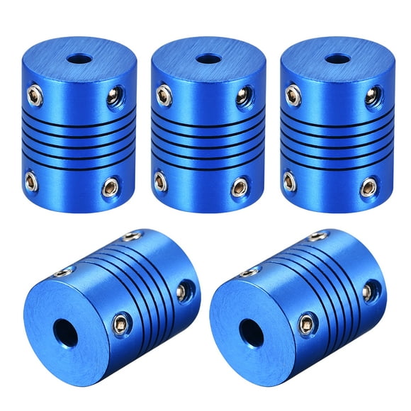 Unique Bargains 5 Pcs 5mm to 4mm Aluminum Alloy Shaft Coupling Flexible Coupler L25xD20,Blue