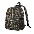 thumbnail image 2 of Mushroom and Fern Black Pattern Backpack for School, Cute School Bag with Adjustable Shoulder Straps and Padded Back, 13.8"x11.4"x6", 2 of 4
