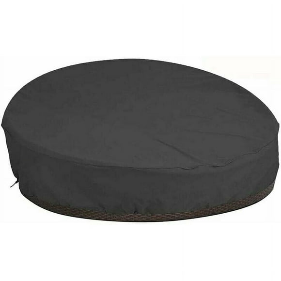 Round Waterproof Cover For Patio Daybed, All Weather Furniture Protector With Anti-Uv Properties, Heavy Duty Outdoor Cover In Black, 228X83Cm, Easy Clean And Storage