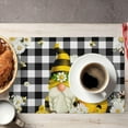 thumbnail image 4 of Honey Bee Gnome Placemats,Spring Summer Daisy Floral Linen Place Mats Set of 4,Black White Buffalo Plaid Dinner Mats for Family Dinner 12x18 Inch, 4 of 6