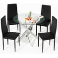thumbnail image 6 of Round Dining Table Set for 4, 5-Piece Modern Tempered Glass Table with 4 Black Chairs - Compact Design for Kitchen/Living Room/Dining Room, 6 of 6