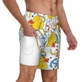 thumbnail image 3 of Picia Ducks and Anchors pattern Mens Swim Trunks with Compression Liner Stretch Beach Shorts Quick Dry with Zipper Pockets No-Chafing Board Shorts-X-Large, 3 of 9