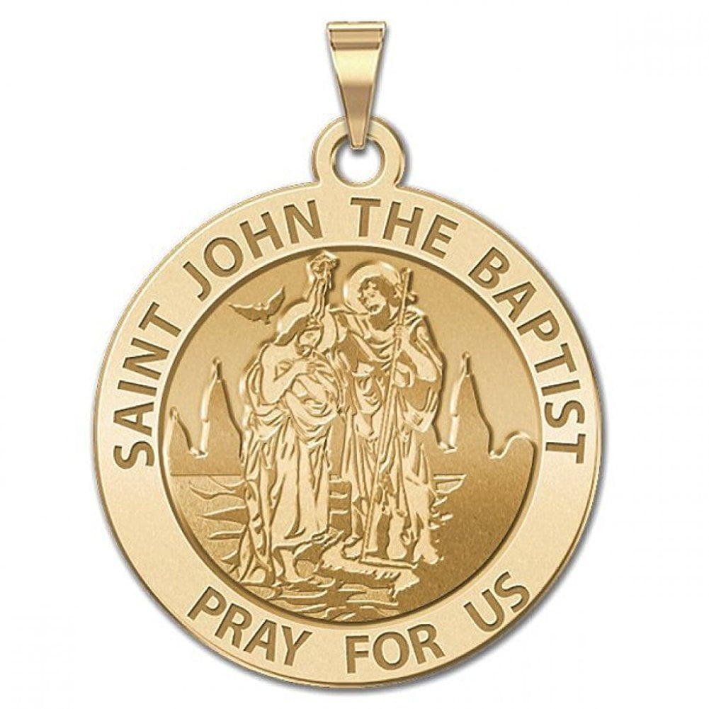 Solid 14K Yellow Gold 2/3 X 3/4 Inch Size of Nickel PicturesOnGold.com Saint John The Baptist Religious Medal Color Solid 14K Yellow Gold 2/3 X 3/4 Inch Size of Nickel PicturesOnGold.com Saint John The Baptist Religious Medal Color