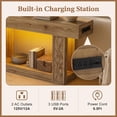 thumbnail image 4 of Homieasy 63" Farmhouse Console Table - Natural Oak, with Outlets, LED Lights & 2-Tier Storage, Unique Geometric Pattern Sofa Table for Living Room, Hallway, Foyer, 4 of 7