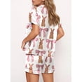 thumbnail image 6 of Michellecmm Women’s 2 Piece Lounge Set Short Sleeve Bow Print Button Up Shirt + Shorts Set Sleepwear, 6 of 7