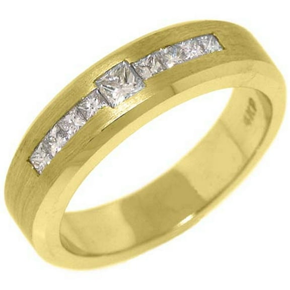 14k Yellow Gold Mens Princess Cut Diamond Ring .68 Carats