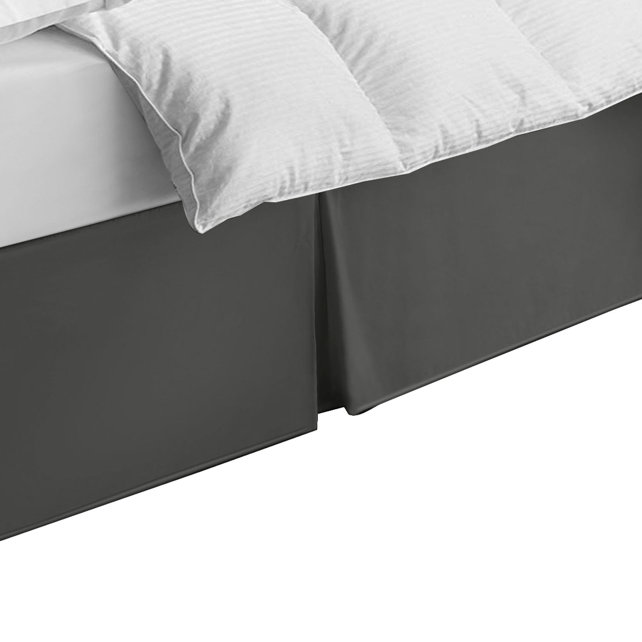 WonderSkirt Wraparound Tailored 15" Microfiber Bedskirt, Grey, King