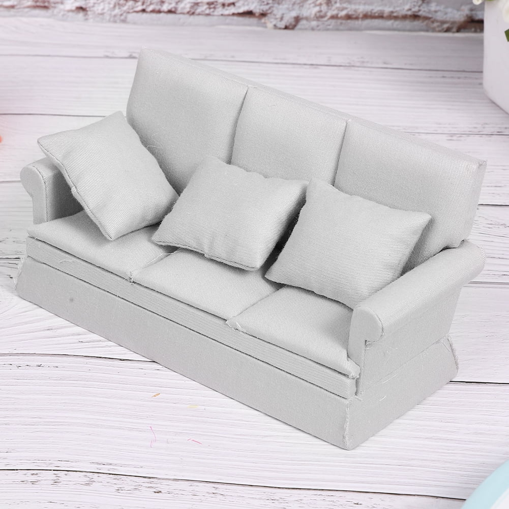 1/12 Doll House Sofa Miniature Furniture Living Room Accessories Gray 
