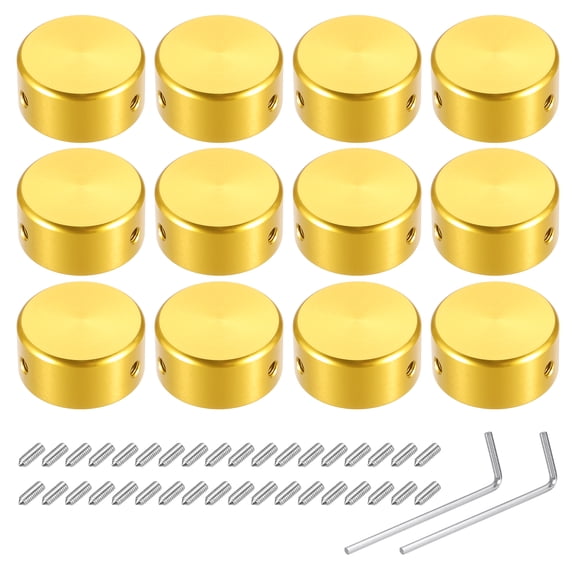 Uxcell 12 Pcs Footswitch Toppers Guitar Pedal Button Caps Footswitch Top Cover, Gold