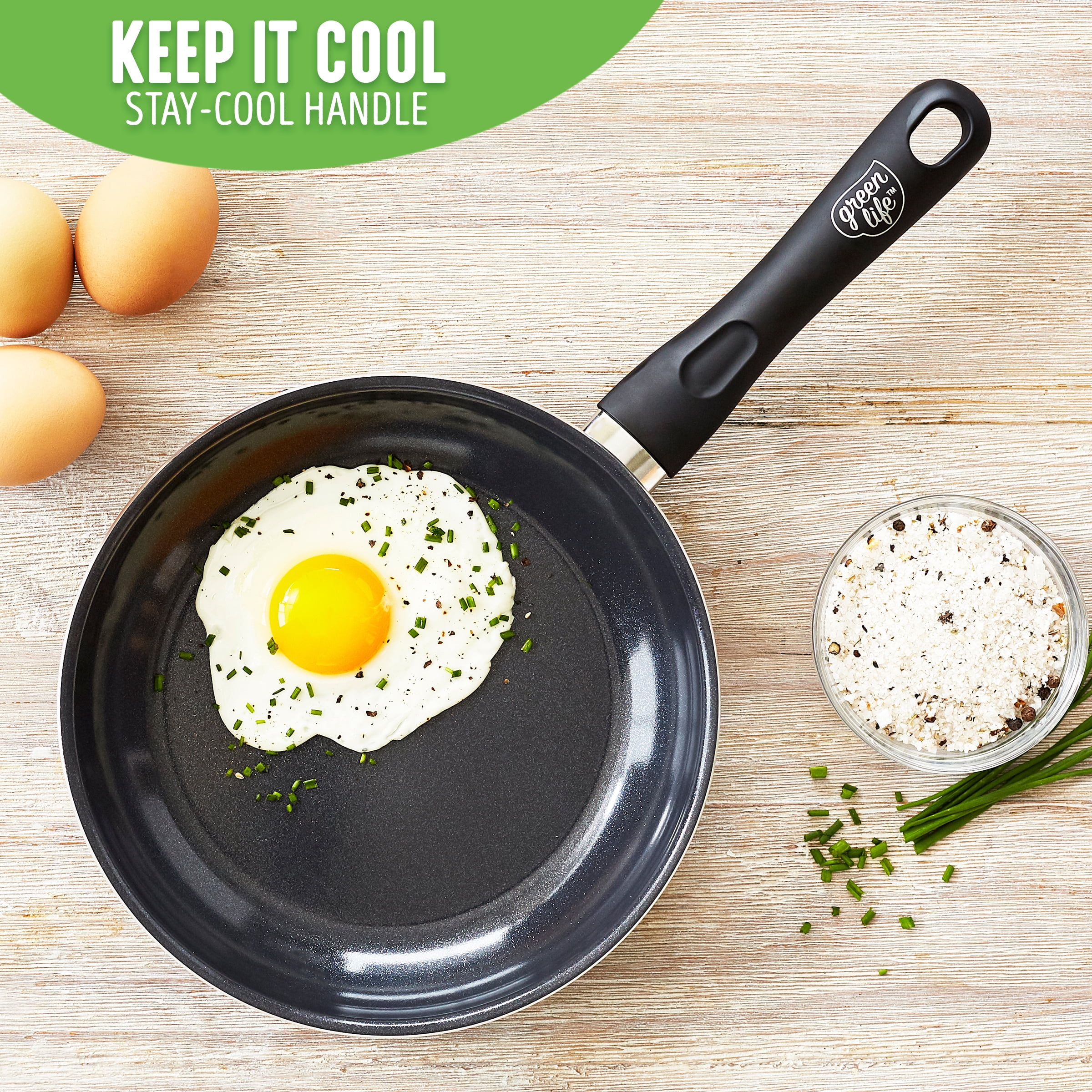 GreenLife Diamond Ceramic Non-stick 12" Open Frypan/Skillet, Black