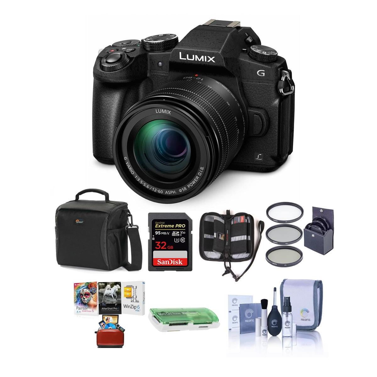 Panasonic Lumix Dmc G85 Mirrorless Camera With 12 60mm F 3 5 5 6 Lumix G Vario Power Ois Lens Black Bundle With Camera Bag 32gb Sdhc U3 Card Clea Walmart Com Walmart Com