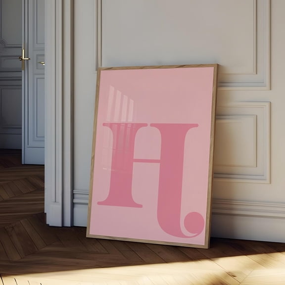 Kna Prints - 1 Pc Poster Letter H Poster, Pink Alphabet Letter Print, Initial Letter Wall Art, Trendy Dorm Room Decor, Girly Nursery Decor, Teen Room Gallery Wall, UNFRAMED-8x12