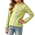 thumbnail image 4 of FAIWAD Girls Ribbed Knit Shirts Cute Long Sleeve Crew Neck Bow Tops Fall Casual Daily Clothes, 4 of 7