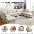 thumbnail image 5 of JONPONY Vintage Modular Sectional Sofa, Convertible U Shaped Sofa Couch with Storage, Memory Foam,Copper Nail Modular Sectionals with Ottomans 8 Seat Sofa Couch with Chaise for Living Room,Beige, 5 of 11