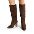 thumbnail image 6 of BURUDANI Women Slouchy Knee-High Suede Boots Pointed Toe, Chunky Block Heel, Side-Zip Pull-On Comfort, 6 of 6