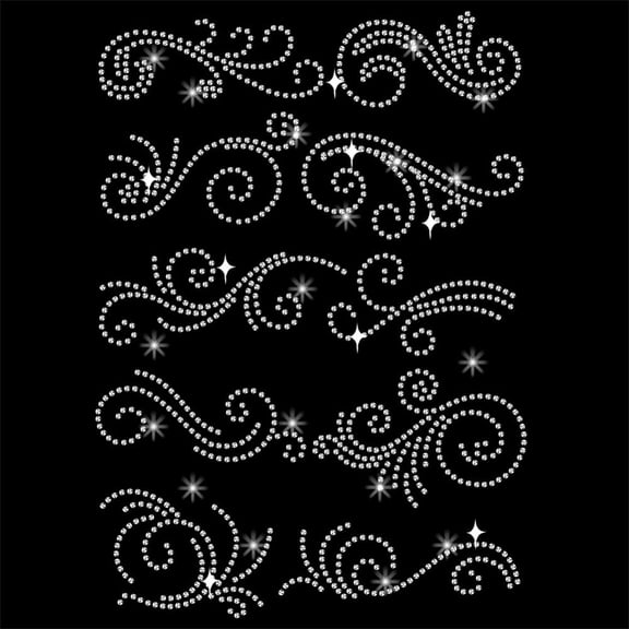 Swirl Pattern Iron on Rhinestones Transfer 11.69x8.27 Inch Heat Transfer Decal Bling Decals Heat Transfer Patch Clothing Repair AppliqueDIY