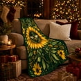 thumbnail image 3 of Sunflower Bee Medallion with Honeycomb Leaves, Cheerful Botanical Art for Bee Lovers, Garden Pollinator Motif Cozy Flannel Blanket, Mother's Day Gift for Sunroom and Reading Nook Home Decor, 3 of 9