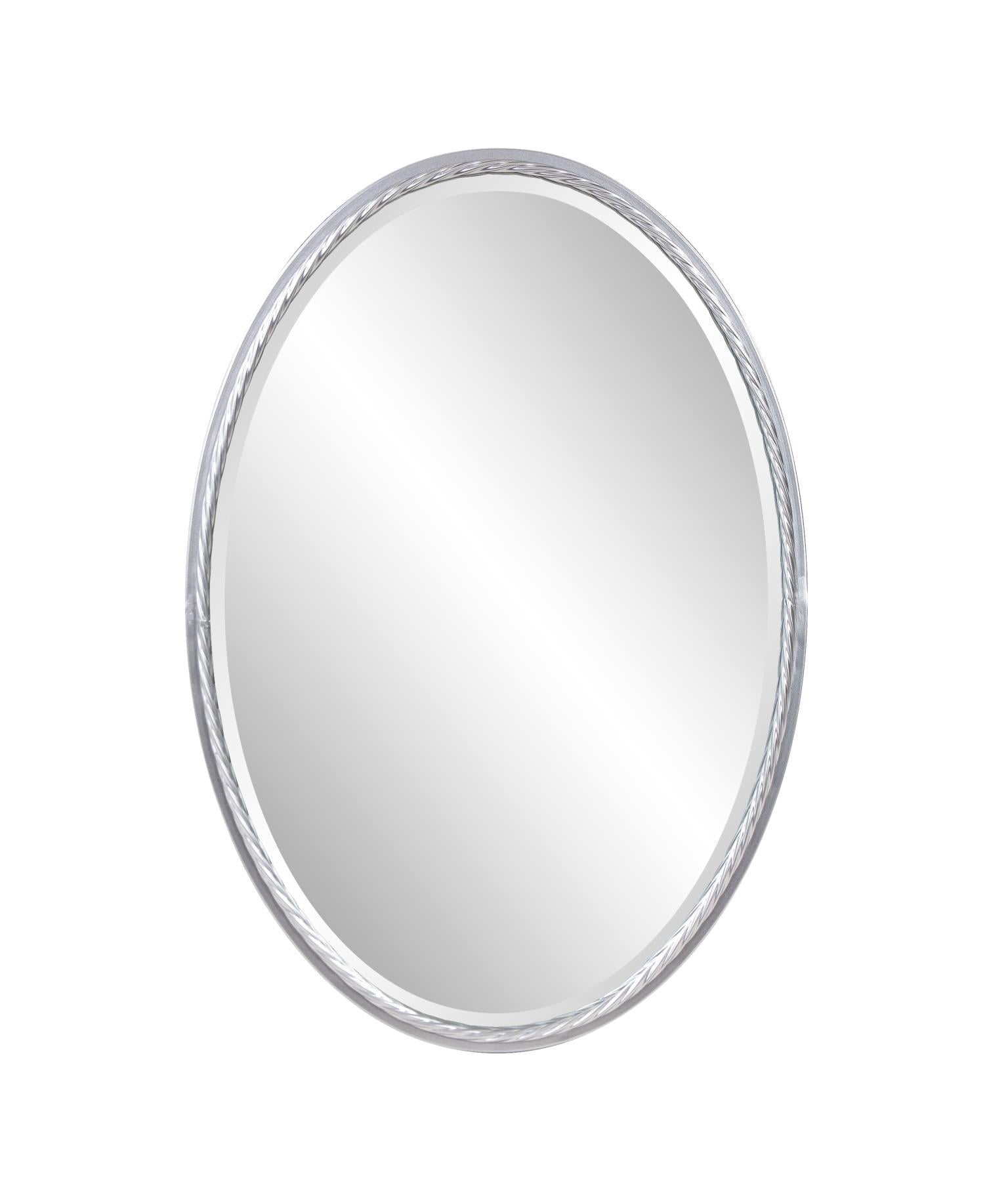 Tyler Dillon Hand Forged Silver Oval Metal Framed Rope Mirror - 22"W x 32"H