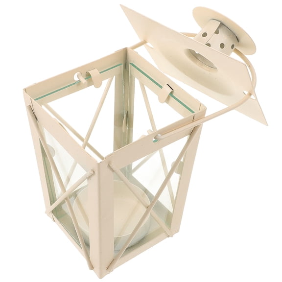 ibasenice White Iron Tea Light Candle Lantern for Indoor Tabletop and Outdoor Garden Decorative Lighting
