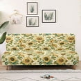 thumbnail image 3 of Jiueut Vintage Sunflower Pattern Armless Futon Cover, Machine Washable Sofa Slipcover with Stretch Bottom Anti-Slip Non Armrest Couch Chair Covers, 3 of 7