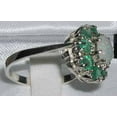 thumbnail image 3 of LBG 10k White Gold Natural Opal and Emerald Womens Cluster Ring - Size 6.75, 3 of 4