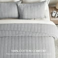 thumbnail image 6 of EVERGRACE 100% Cotton Box Stitch Quilt Bedding Set Queen Size 3 Pieces, Garment-Washed Lightweight Soft Cozy Coverlet, Quilted Bedspread Sets with 2 Shams for All Season, Fog Gray, 6 of 8