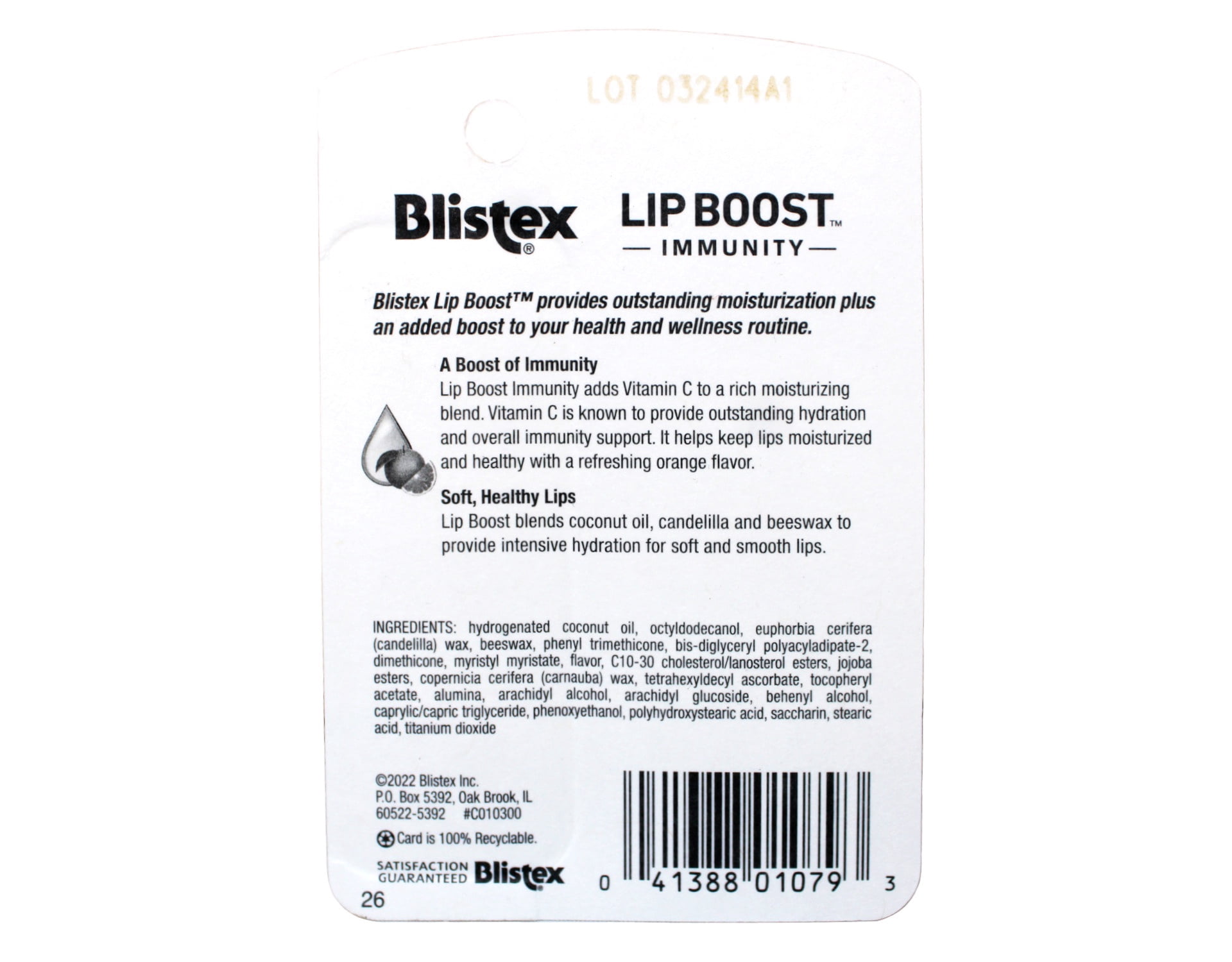 6 Pack - Blistex Lip Boost Immunity, Lip Balm, Intensive Hydration, Vitamin C, Coconut Oil & Beeswax, Moisturizer 0.13 oz