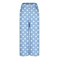 thumbnail image 2 of AUNVITO Women's Polka Dot Print Elastic Waist Pants with Side Pockets and Tie Detail Casual and Comfortable Lounge Style, 2 of 5