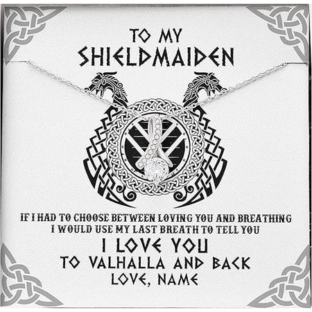 Wedding Gift for Bride from Groom Gift for Girlfriend from Boyfriend with Message Card and Box Birthday Gift for Her Alluring Beauty Necklace for Wife from Husband To My Shieldmaiden Necklace
