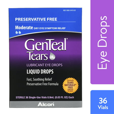 GENTEAL Tears Moderate Preservative Free Lubricant Eye Drops for Dry Eye Symptom Relief, 36
