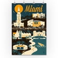thumbnail image 2 of Miami, Florida, Retro Skyline (36x54 Giclee Gallery Art Print, Vivid Textured Wall Decor), 2 of 3