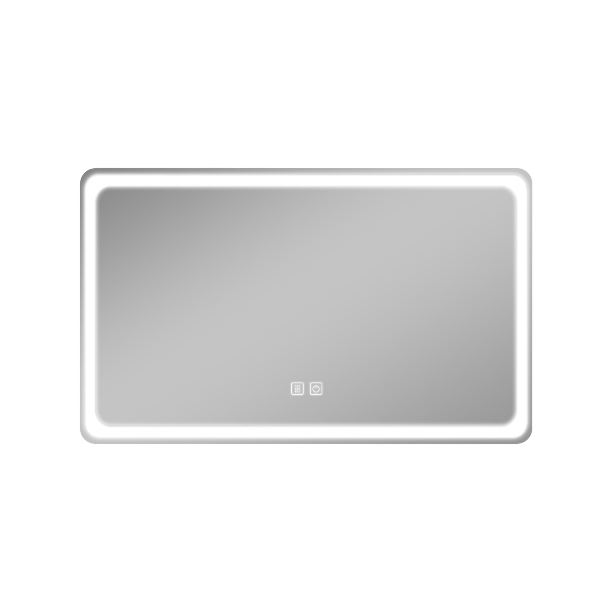 59"x35" LED Lighted Round Angle Wall Mounted Bathroom Mirror Modern Rectrangle Vanity Mirror with Anti-Fog,Silver