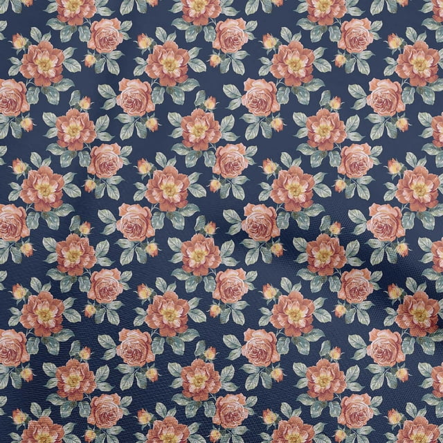oneOone Viscose Jersey Blue Fabric Florals Sewing Material Print Fabric By The Yard 60 Inch Wide