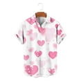 thumbnail image 5 of Men's Valentine Printed Collared Shirt Short Sleeve Button Down Top Pink S, 5 of 6
