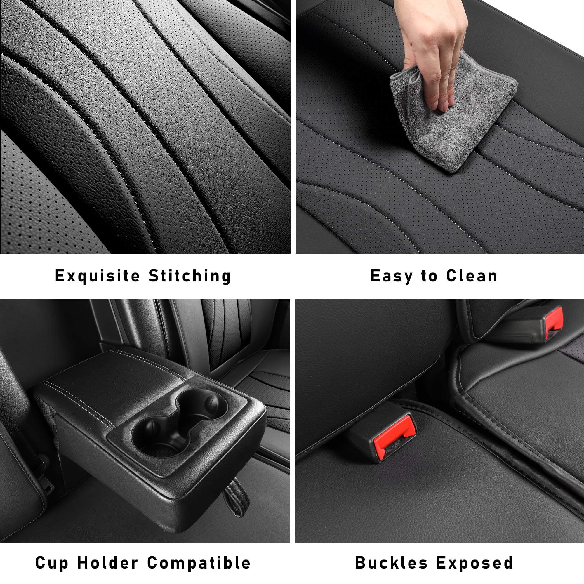 LINGVIDO F-150 Waterproof Faux Leather Automotive Seat Covers Fit for Ford 2009-2026 F150 F250 F350 F450 Super Duty Crew Cab XL XLT Lariat King Ranch Platinum