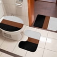 thumbnail image 4 of Black Brown Bath Mat 3 Piece Bathroom Rug Set, Contemporary Striped Boho Art Non Slip Bath Rug Contour Mat and Toilet Lid Cover, Absorbent Shower Mats Soft Bath Rugs and Mats Sets, 4 of 8