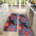 thumbnail image 4 of Kitchen Rugs Sets Of 2,Pioneer Flower Floral Print Pattern Anti Fatigue Kitchen Mat Rugs Non Slip Washable,Decorative Kitchen Floor Mats for Kitchen,Sink,Laundry,17"X47", 4 of 5