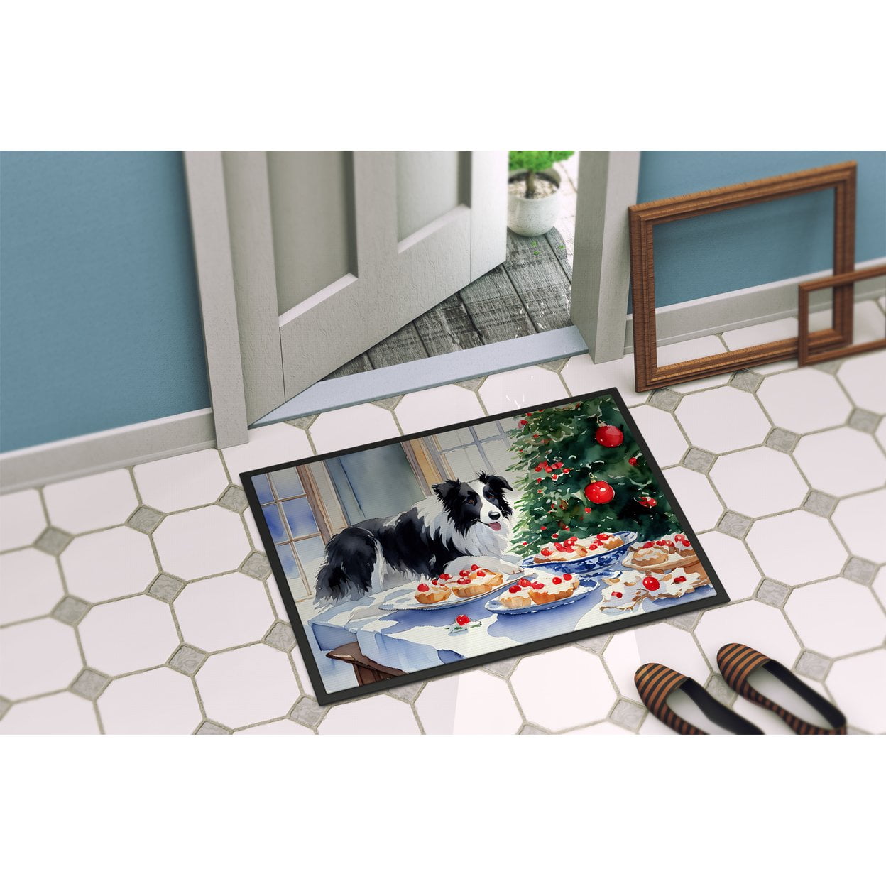 Carolines Treasures DAC3741MAT 18 x 27 in. Unisex Border Collie Christmas Cookies Doormat