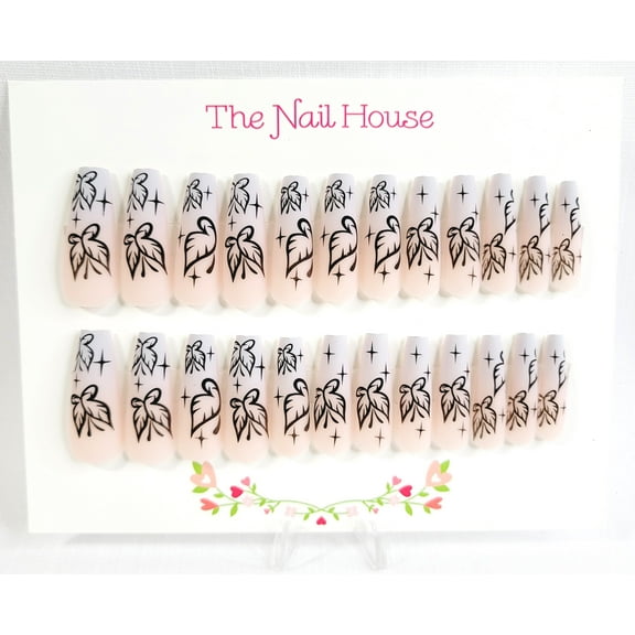 Butterfly Wings Matte Ombre Coffin Press-On Nails By The Nail House NH - 24 Pieces